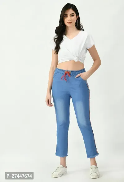 Stylish Blue Denim Washed Jeans For Women-thumb4