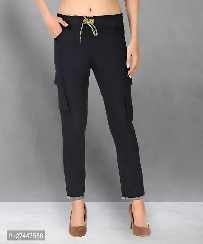Stylish Black Denim Patchwork Jeans For Women-thumb0
