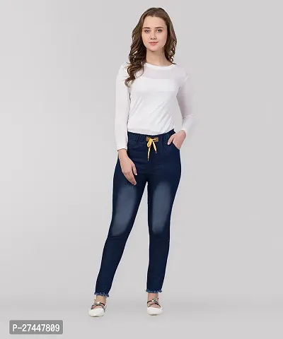 Stylish Blue Denim Washed Jeans For Women-thumb4