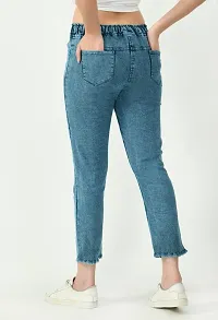 Stylish Blue Denim Washed Jeans For Women-thumb1