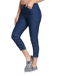 0016-Ira Collection Dark Blue Bottom Pearl Jogger Jeans for Women (XL, Blue)-thumb2