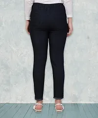 Stylish Black Denim Solid Jeans For Women-thumb1