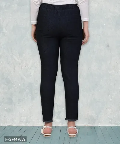 Stylish Black Denim Solid Jeans For Women-thumb2