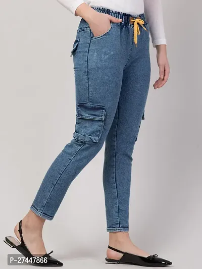 Stylish Blue Denim Washed Jeans For Women-thumb3