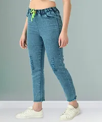 Stylish Blue Denim Washed Jeans For Women-thumb2