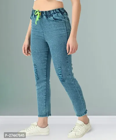 Stylish Blue Denim Washed Jeans For Women-thumb3