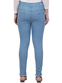 Ira Collection Side Striped Light Blue Jogger Jeans for Women-thumb2