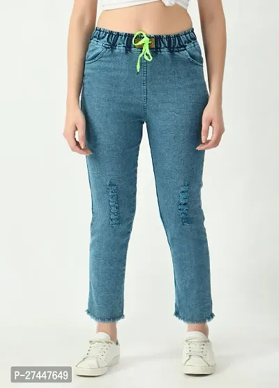 Stylish Blue Denim Washed Jeans For Women