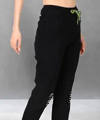 Stylish Black Denim Solid Jeans For Women-thumb1