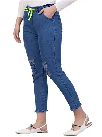 Ira Collection Knee Slit Jogger Jeans for Women (XL, Blue)-thumb2