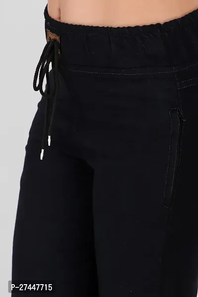Stylish Black Denim Solid Jeans For Women-thumb4