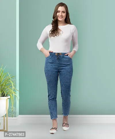 Stylish Blue Denim Washed Jeans For Women-thumb4