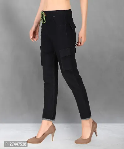 Stylish Black Denim Patchwork Jeans For Women-thumb2