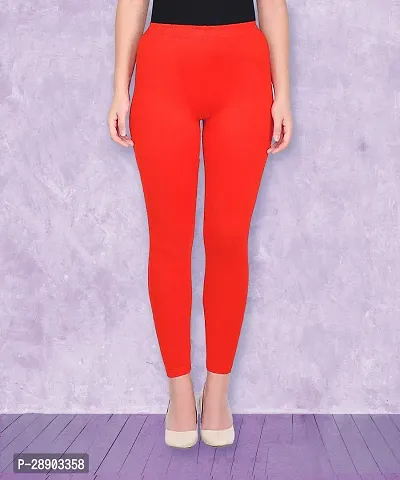 Stylish Red Cotton Blend Solid Jeggings For Women