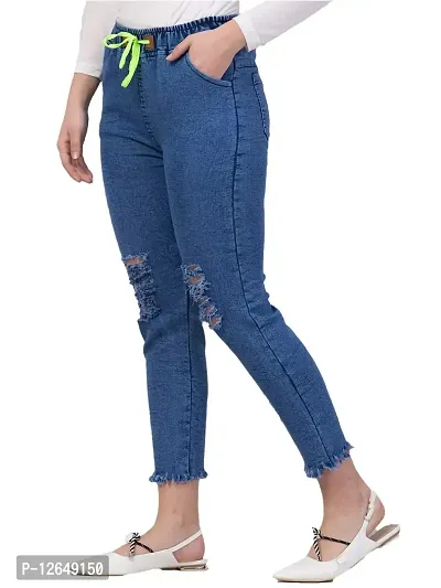 Ira Collection Knee Slit Jogger Jeans for Women (2XL, Blue)-thumb3