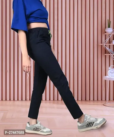 Stylish Black Denim Solid Jeans For Women-thumb3