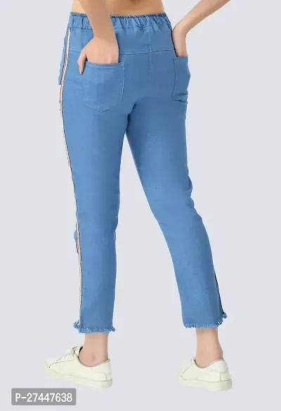 Stylish Blue Denim Washed Jeans For Women-thumb4