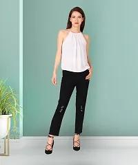 Stylish Black Denim Solid Jeans For Women-thumb2