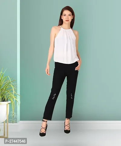 Stylish Black Denim Solid Jeans For Women-thumb3