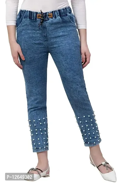 0_015-Ira Collection Washed Bottom Pearl Blue Jogger Jeans for Women (XL, Blue)-thumb0