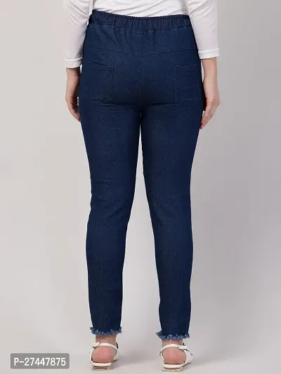 Stylish Blue Denim Washed Jeans For Women-thumb2