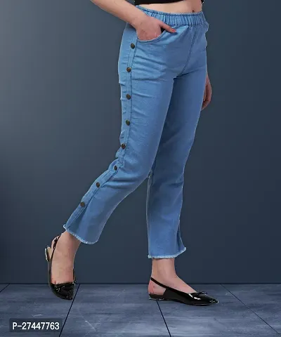 Stylish Blue Denim Washed Jeans For Women-thumb3