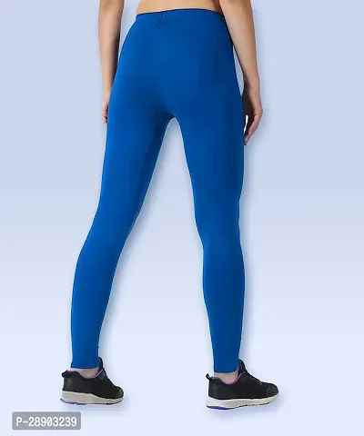 Stylish Blue Cotton Blend Solid Jeggings For Women-thumb2
