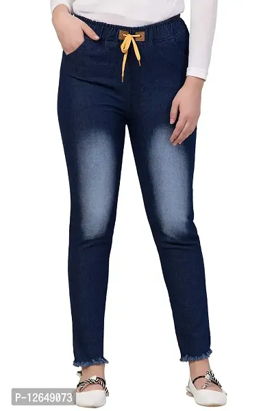 Ira Collection Knee Washed Blue Jogger Jeans for Women (XL, Blue)