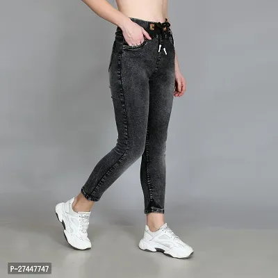 Stylish Black Denim Washed Jeans For Women-thumb4