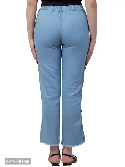 Ira Collection Side Buttoned Light Blue Jogger Jeans for Women (2XL, Blue)-thumb4