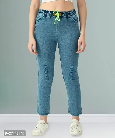 Stylish Blue Denim Washed Jeans For Women