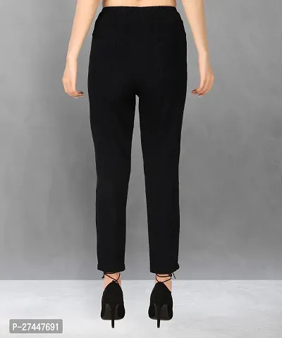 Stylish Black Denim Solid Jeans For Women-thumb3