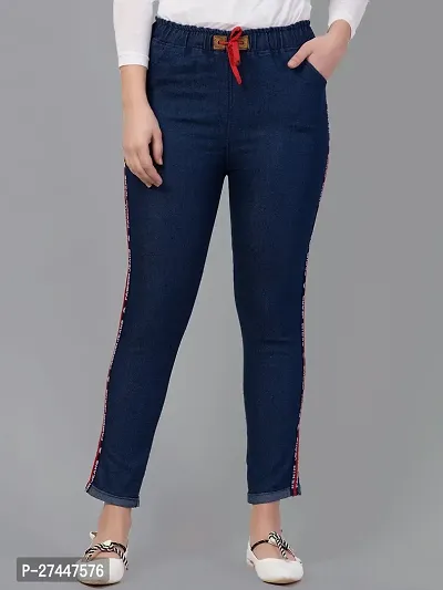 Stylish Blue Denim Washed Jeans For Women-thumb0