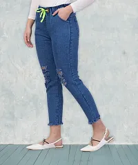 Kyla Premium Quality for Women  Girls |  Knee Slit Washed Blue Jogger Jeans-thumb3