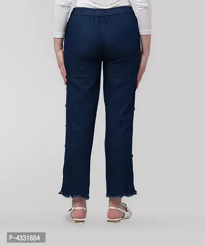 Women's Stylish Blue Solid Denim Mid-Rise Jeans-thumb3