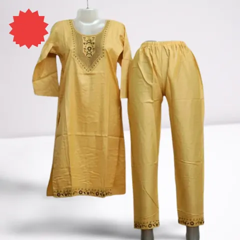 Elegant Embroidered Kurta with Pant Set For Women