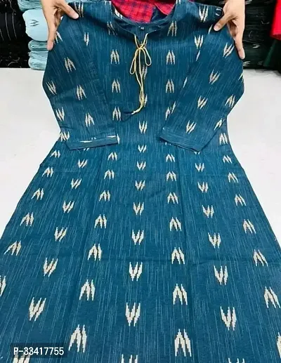 Stylish Blue Cotton Kurta For Women-thumb0