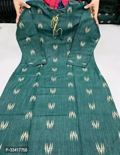 Stylish Green Cotton Kurta For Women-thumb0