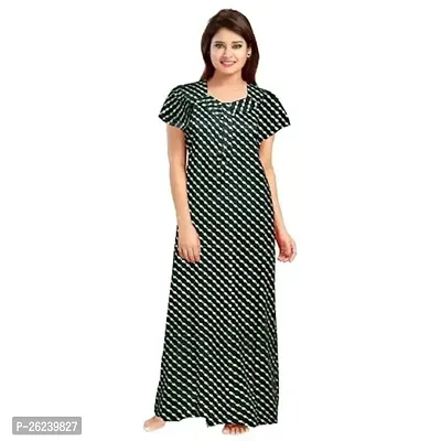 Elegant Black Cotton Printed Nighty For Women-thumb0