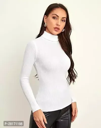 Elegant White Lycra Solid Top For Women-thumb0