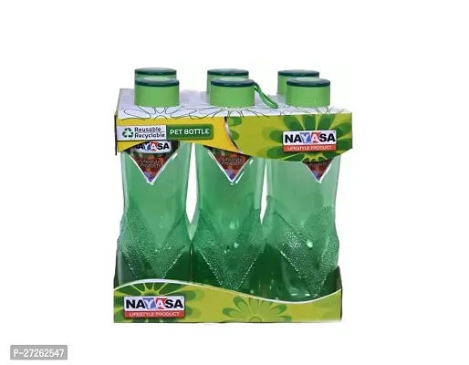 Stylish Pineapple Fridge Water Bottle, 1000ml - Pack Of 6, Green, Plastic