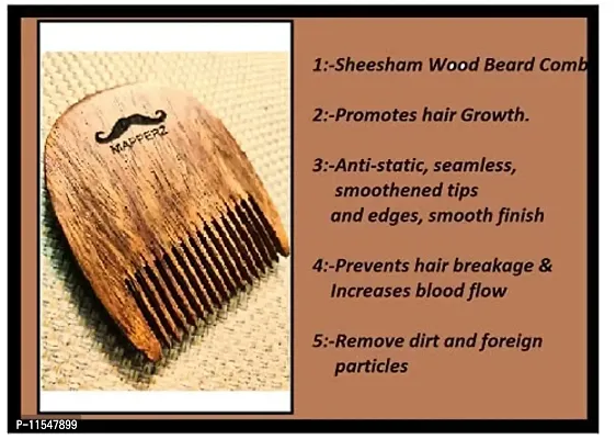 MeeTo Handcrafted Sheesham Wood Beard Comb Compact & Light Weight For Healthy and Stylish Beard-thumb3