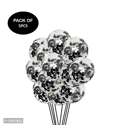 Ubaachi Premium latex Black confetti balloons in pack of 5 Pcs for birthday decoration, festivals, baby shower, indoor  outdoor party for boys, girl, kids, husband, and wife-thumb2