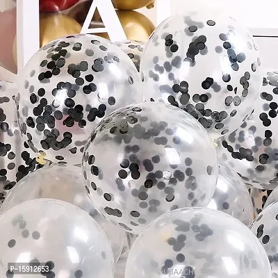 Ubaachi Premium latex Black confetti balloons in pack of 5 Pcs for birthday decoration, festivals, baby shower, indoor  outdoor party for boys, girl, kids, husband, and wife-thumb5