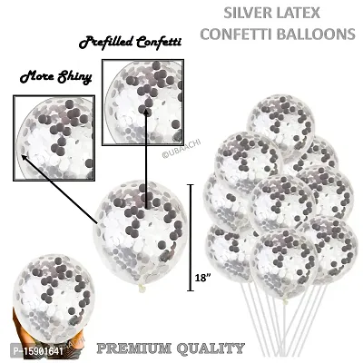 UBAACHI PREMIUM LATEX SILVER CONFETTI BALLOONS IN PACK OF 20PCS FOR BIRTHDAY DECORATION, FESTIVALS, BABY SHOWER, INDOOR  OUTDOOR PARTY FOR BOYS, GIRL, KIDS, HUSBAND, AND WIFE-thumb3