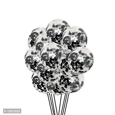 Ubaachi Premium latex Black confetti balloons in pack of 5 Pcs for birthday decoration, festivals, baby shower, indoor  outdoor party for boys, girl, kids, husband, and wife