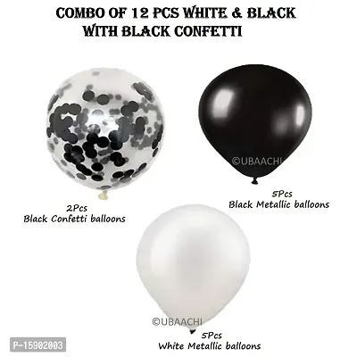 UBAACHI PREMIUM LATEX BLACK CONFETTI  BLACK  WHITE METALLIC BALLOONS IN PACK OF 12 PCS FOR BIRTHDAY DECORATION, FESTIVALS, BABY SHOWER, INDOOR  OUTDOOR PARTY FOR BOYS, GIRL, KIDS, HUSBAND, AND WIFE-thumb3