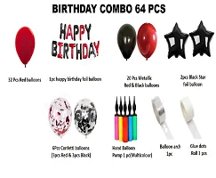 RED  BLACK THEME OF HAPPY BIRTHDAY DECORATION KIT OF 64 PCS FOR BOYS ,HUSBAND, WIFE-thumb1