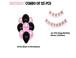 PREMIUM HBD BANNER COMBO OF 25PCS WITH PINK  BLACK BALLOON FOR PARTY DECORATION-thumb1