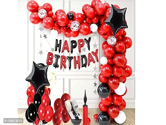 RED  BLACK THEME OF HAPPY BIRTHDAY DECORATION KIT OF 64 PCS FOR BOYS ,HUSBAND, WIFE-thumb0